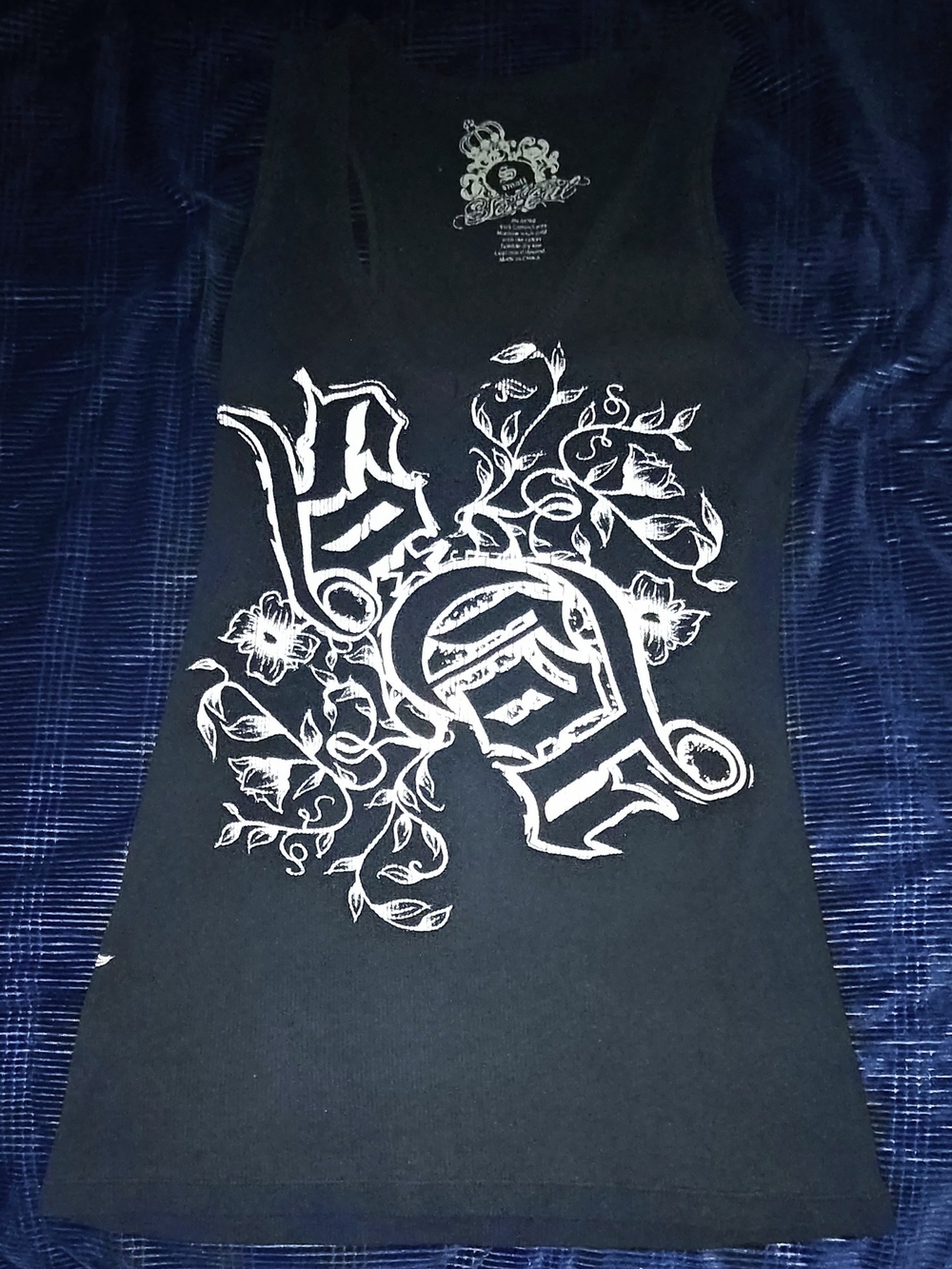 Y2K SoCal No Fear Black Ribbed V-Neck  Tank Top With White Graphics